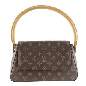 LOUIS VUITTON Authentic Brown Monogram Canvas Mini Looping Shoulder Bag